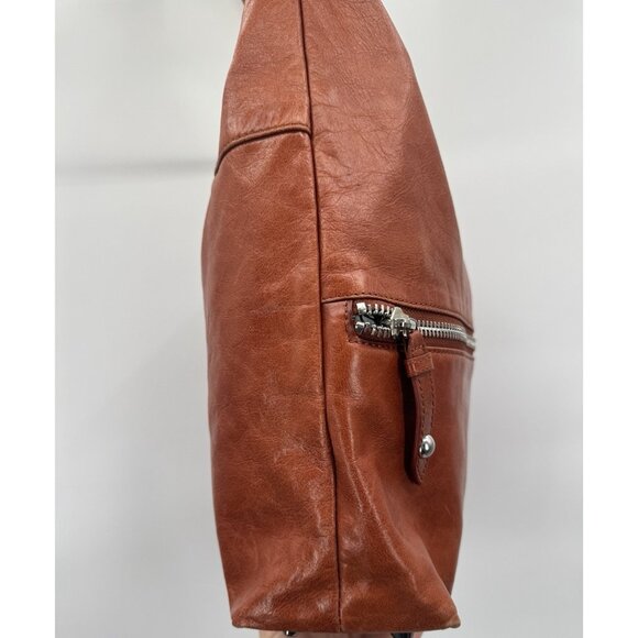 Vintage Hobo Womens Tawny Brown Leather Shoulder Bag Minimalist Boho Retro Indie - Picture 3 of 16